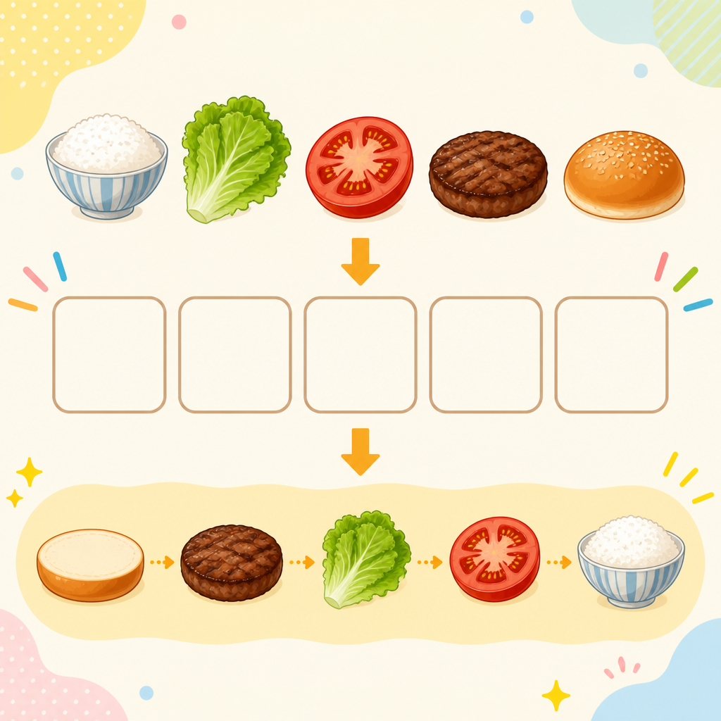 並び替えクイズの食べ物の仕組み