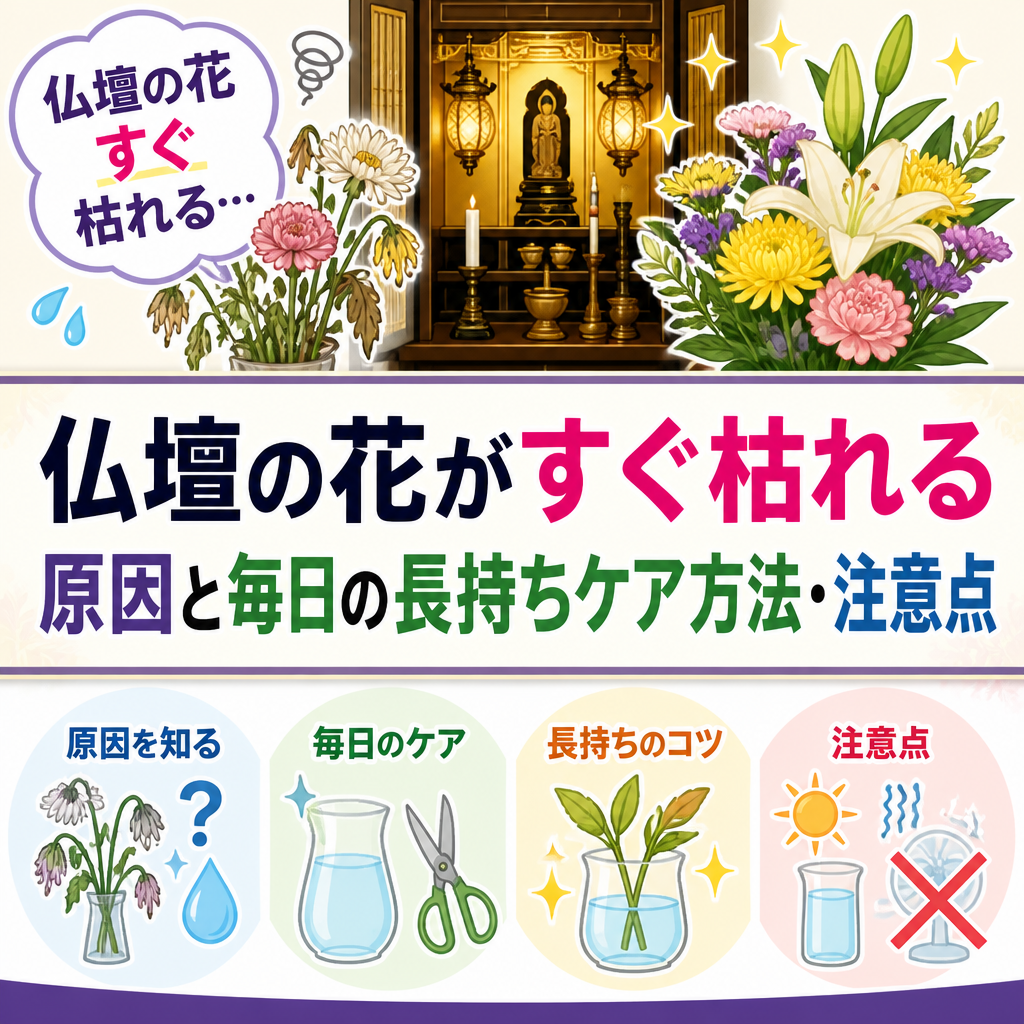 仏壇の花がすぐ枯れる原因と毎日の長持ちケア方法・注意点